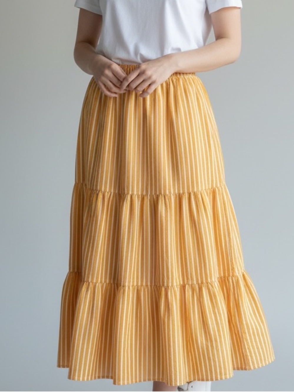 Pact striped maxi skirt yellow white medium